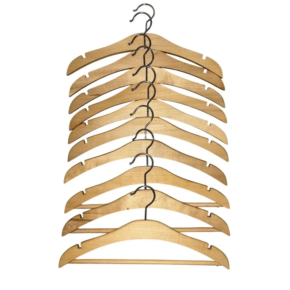 Hangers For Children's Clothing Wooden Set of 10  (7+3‎ with horizontal bar)